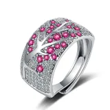 Fashion Jewelry Plum Branch Full Diamond Opening Ring Adjustable