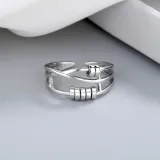 Silver Adjustable Anti Anxiety Rings Fidget Spinner Band Adjustable Stacking Spinning Worry Ring
