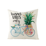 4PCS Home Cotton Decorative Hello Summer Throw Pillow Case Cushion Covers For Sofa Couch Bed Chair