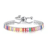 Square Multicolor Adjustable Crystal Birthstone Bracelet Gift For Mom Friends