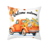 Car Maple Leaf Print Thanksgiving Pillowcase Peach Skin Pillowcase