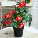 Artificial Plant Potted Rosa Multiflora Flower Green Plant Bonsai Decoration