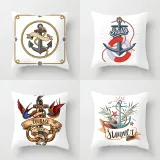4PCS Ocean Sailing Boat Anchor Decorative Throw Pillow Case Cushion Covers