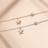 Rose Gold Silver Stars Love Zircon Diamond Chain Jewelry Bracelet