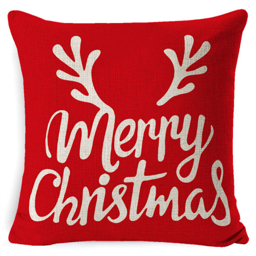 Home Decoration Red Christmas Elk Deers Pillowcase Cotton Pillow Cover