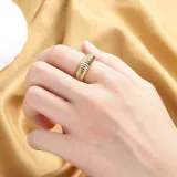 Gold Rretro Wide Opening Adjustable Irregular Chain Ring Gifts