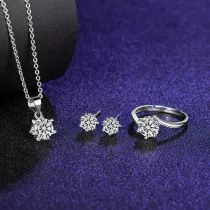 Classic Silver Zircon Diamond Hearts Pendant Chain Jewelry Earrings Necklaces Rings Jewelry Sets
