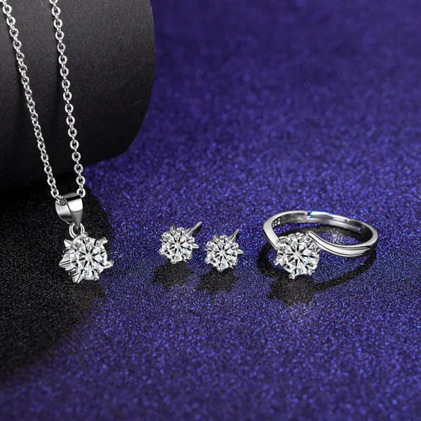 Classic Silver Zircon Diamond Hearts Pendant Chain Jewelry Earrings Necklaces Rings Jewelry Sets