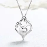 Love Heart Mom Necklace 925 Sterling Silver Necklaces Birthday Mother's Day Jewelry Gift for Women