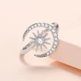 Sun and Moon Diamond Adjustable Stackable Finger Rings