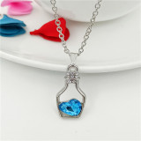 Heart Type Crystal Pendant Silver Golden Chain Jewelry Necklace