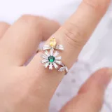 Zircon Diamonds Anxiety Stainless Steel Spinner Relieveing Ring Flower Butterfly Jewelry Rings