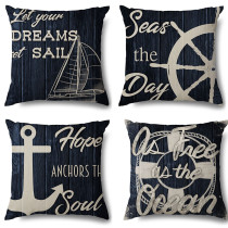 4PCS Black Navigation Home Cotton Decorative Throw Pillow Case Cushion Covers For Sofa Couch Bed Chair