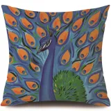 4PCS Home Cotton Decorative Peacock Pattern Throw Pillow Case Cushion Covers For Sofa Couch Bed Chair