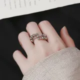 Silver Adjustable Anti Anxiety Beaded Spinner Rings Stacking Spinning Worry Ring