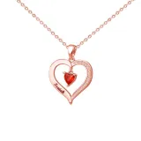 Hollow Out Diamond Heart Birthstones Necklace with Name Engraved Custom Gift For Mom Friends