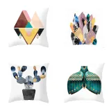 4PCS Mermaid Cactus Cotton Decorative Throw Pillow Case Cushion Covers