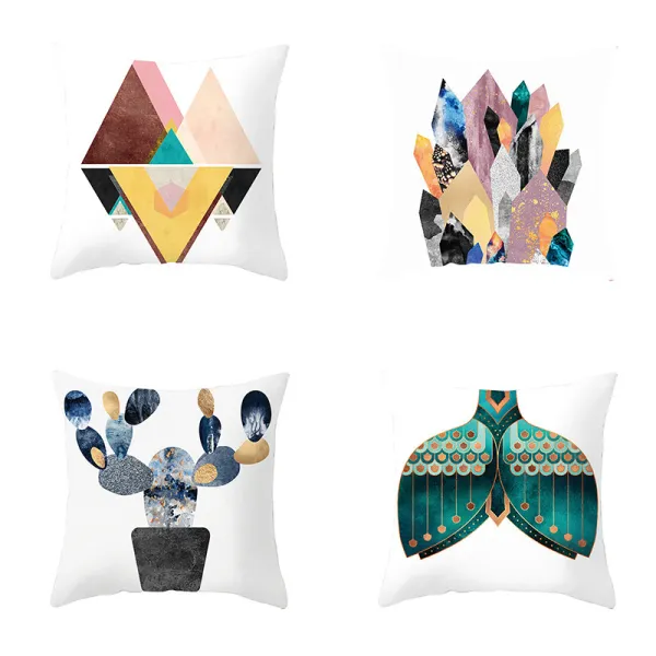 4PCS Mermaid Cactus Cotton Decorative Throw Pillow Case Cushion Covers