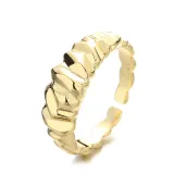 Gold Rretro Wide Opening Adjustable Irregular Chain Ring Gifts