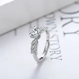 Silver Moissanite Shiny Diamond Ring For Women Girls With Gift Box