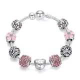 Women's Flower Heart Love Butterflies Zircon Crystal Charm Chain Jewelry Bracelet