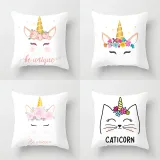 4PCS Rainbow Unicorn Home Cotton Decorative Throw Pillow Case Cushion Covers