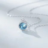 Sea Heart Crystal Diamonds Silver Clavicle Chain Jewelry Necklace
