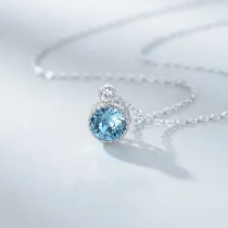 Sea Heart Crystal Diamonds Silver Clavicle Chain Jewelry Necklace