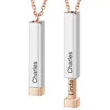 Pulling Type Square Necklace with Name Engrave DIY Customizable Mother's Day Gift