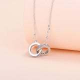 Zircon Diamond Double Ring Pendant Chain Jewelry Necklace