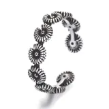 9PCS Silver Vintage Daisy Footprint Stackable Finger Punk Rings Set