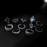 62PCS Vintage Silver Knuckle Stackable Finger Rings Set