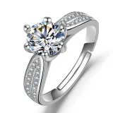Silver Couple Rings Diamond Eternity Engagement Wedding Band With Gift Box