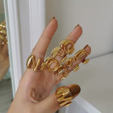 Silver Letter Chunky Gold Rings Adjustable Jewelry