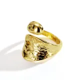 Gold Rretro Wide Opening Adjustable Irregular Chain Ring Gifts