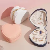 Heart Zipper Type PU Leather Jewelry Box For Girls and Women