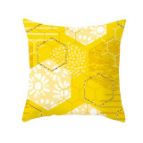 4PCS Home Cotton Decorative Yellow Stripe Throw Pillow Case Cushion Covers For Sofa Couch Bed Chair