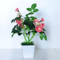 Artificial Rose Plant Square Potted Home Living Room Indoor Green Plant Decoration