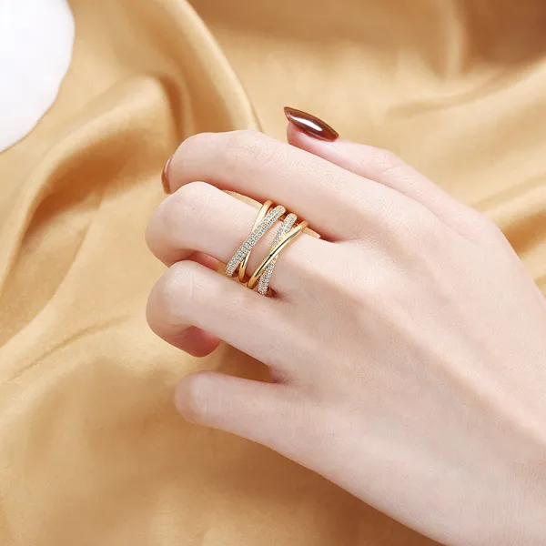 Gold Diamond Opening Adjustable Irregular Ring Gifts