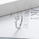 Silver Moissanite Shiny Diamond Ring For Women Girls With Gift Box