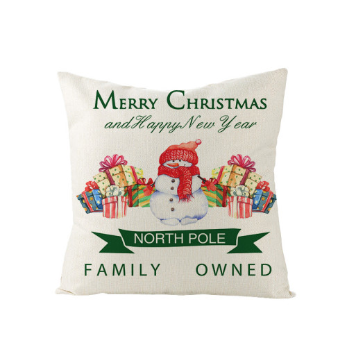 Home Decoration Christmas Snowman Pillowcase Cartoon Printing Home Sofa Cushion Cover