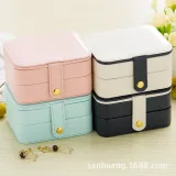 Rectangle PU Leather Jewelry Box with Mirror For Girls and Women