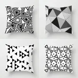 4PCS Home Cotton Decorative Black White Stripe Throw Pillow Case Cushion Covers For Sofa Couch Bed Chair