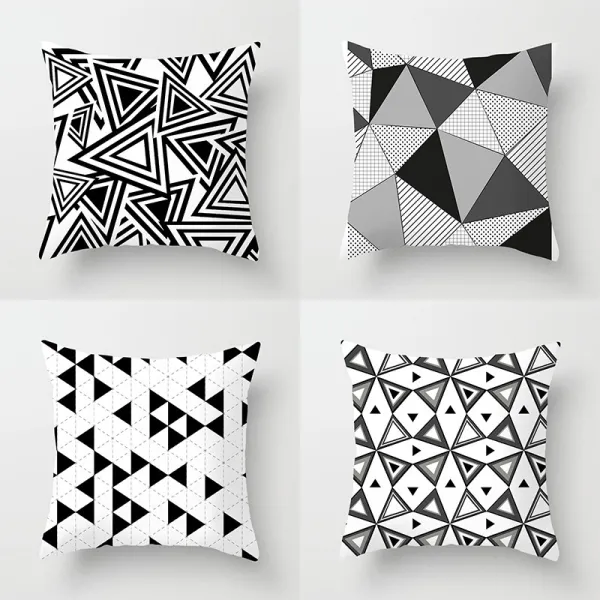 4PCS Home Cotton Decorative Black White Stripe Throw Pillow Case Cushion Covers For Sofa Couch Bed Chair