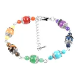 Healing Extension Seven Chakra Chain Silver Lotus Spacer Handmade Bracelet