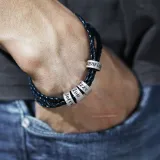 DIY Round Ring Bracelets with Name Engraved Custom Gift For Dad Mom Friends