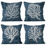4PCS Home Cotton Decorative Green Platnt Leave Throw Pillow Case Cushion Covers For Sofa Couch Bed Chair