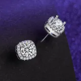 Silver Zircon Diamond Square Pendant Chain Jewelry Earrings Necklaces Rings Jewelry Sets