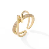 Gold Chain Full Diamond Opening Adjustable Irregular Ring Gifts