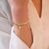 DIY Leaf Round Ring Necklace Bracelet Name Engraved Custom with Birth Stone